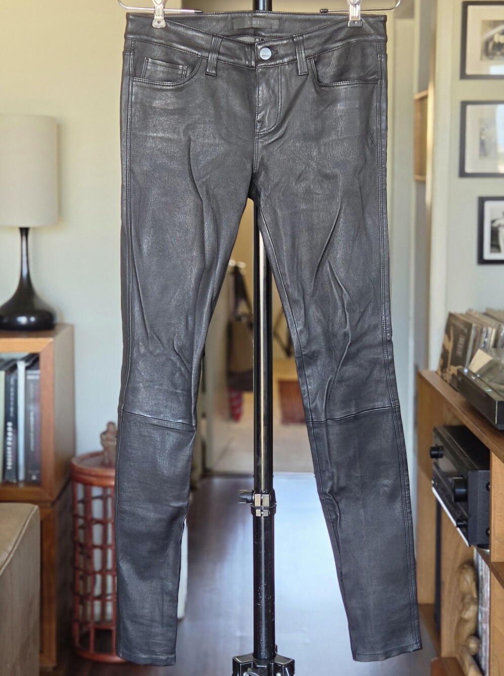 Genetic Shya Black Leather Cigarette Pants With Ankle Zip